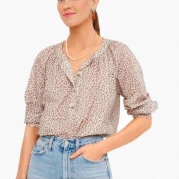 Tuckernuck Light Leopard Print Brannen Popover Shirt Size Medium 100% Cotton - Picture 1 of 11